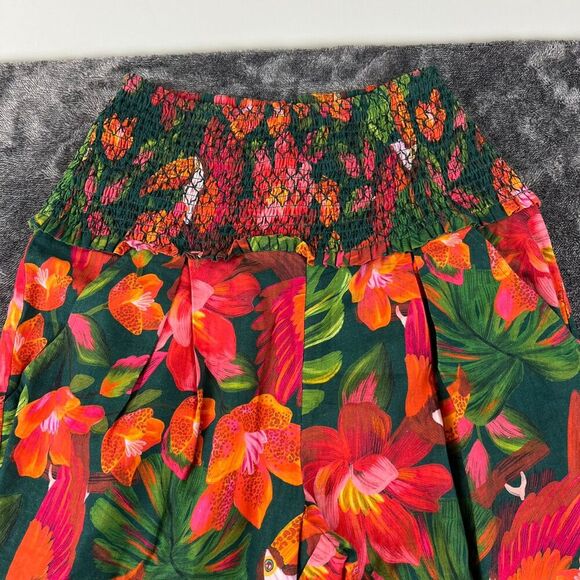 FARM Rio Tropical Toucan Linen Pants High Waisted Pink Green Wide Leg S NWOT - Picture 2 of 13